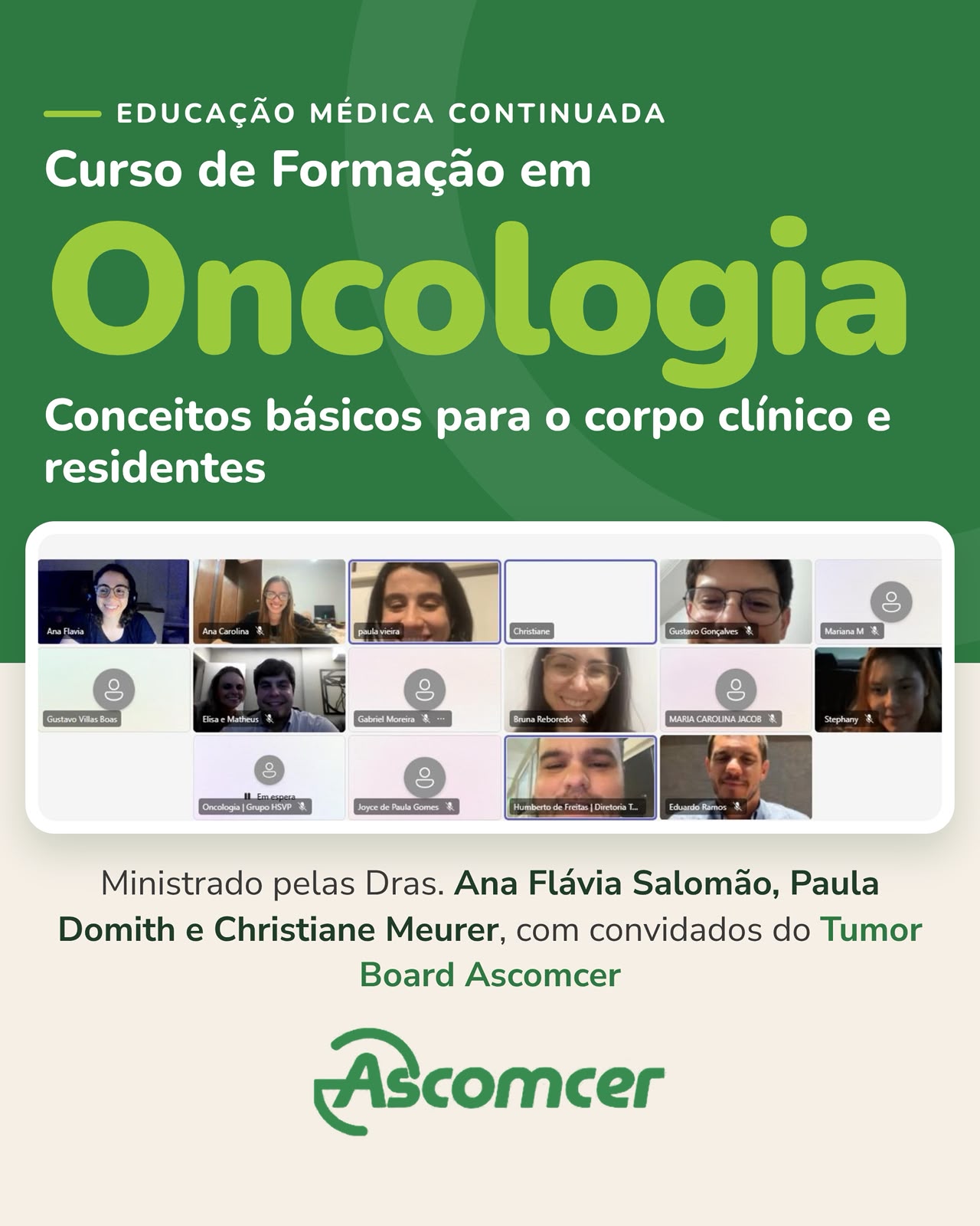 Profissionais do Ascomcer participam de Curso de Formação em Oncologia